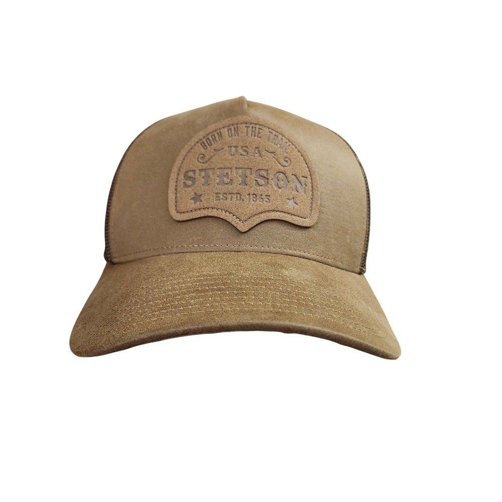 Stetson Brown Mesh Back Trucker Hat Born On The Trail Western Patch Snapback Cap